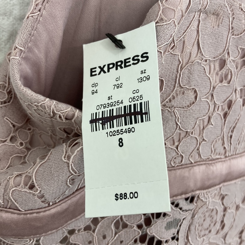 Express Women’s Lace Midi Dress in Blush Pink sz 8 NWT - Picture 7 of 13